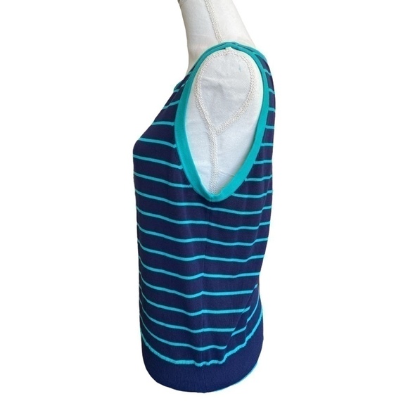 NWT C WONDER Aqua and blue crew neck sleeveless knit top. Size L - Picture 4 of 8